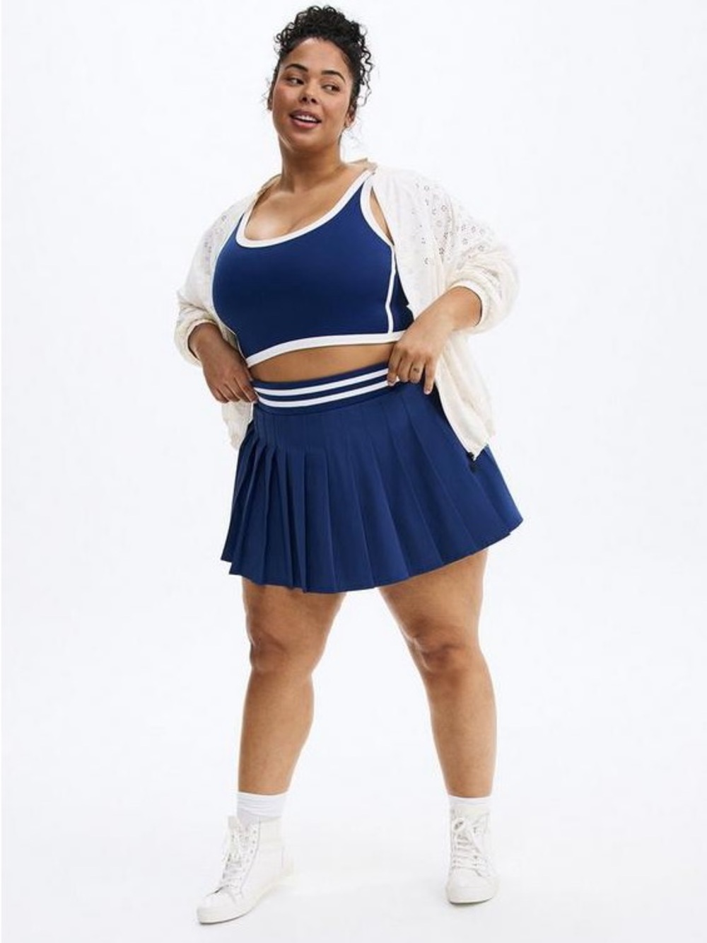 Torrid TRU Blue Stretch Woven Pleated Active Skirt With Bike Short, Women's 1X